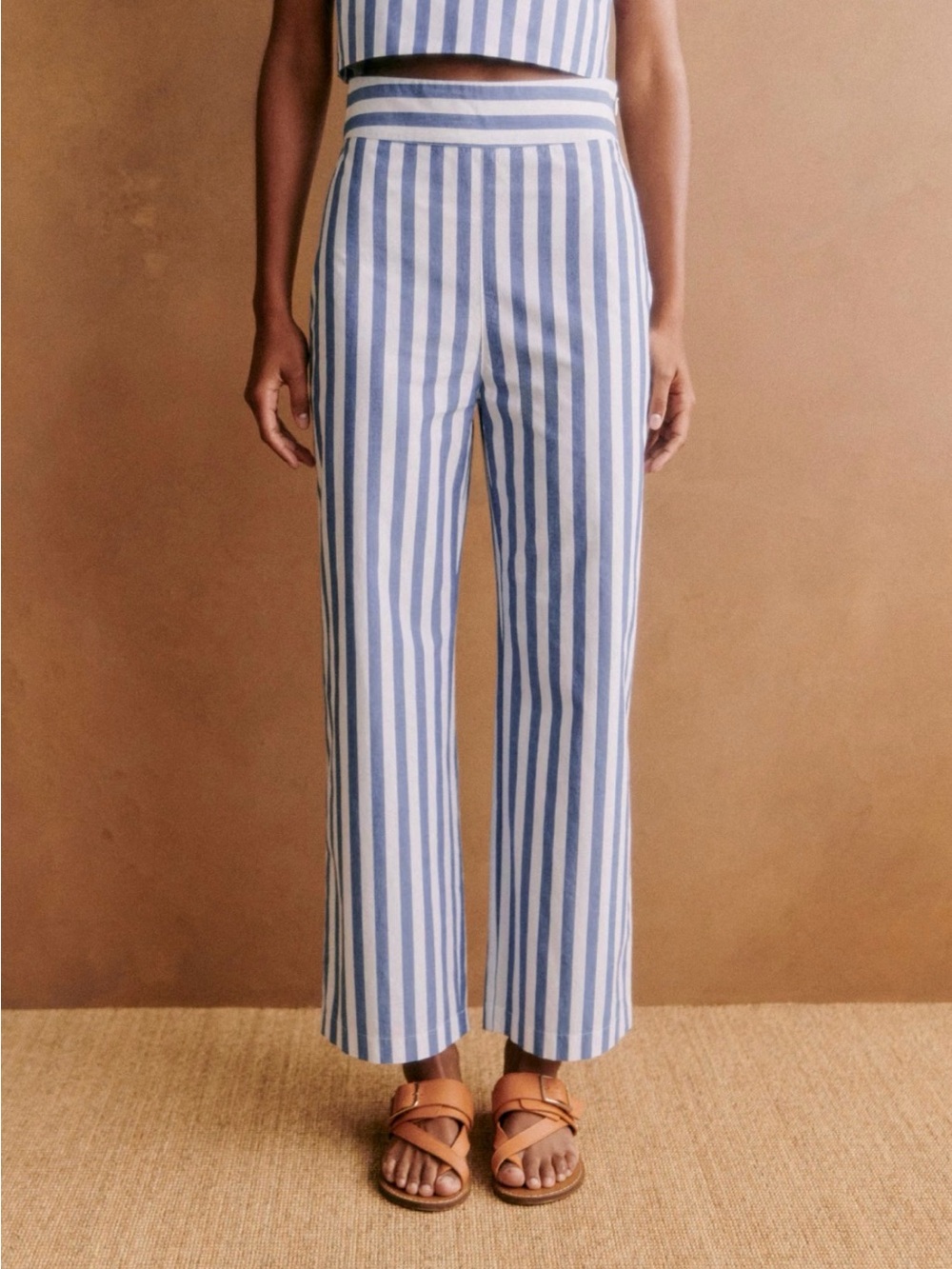 Sezane Jenson Trousers Ecru / Blue - Size 8